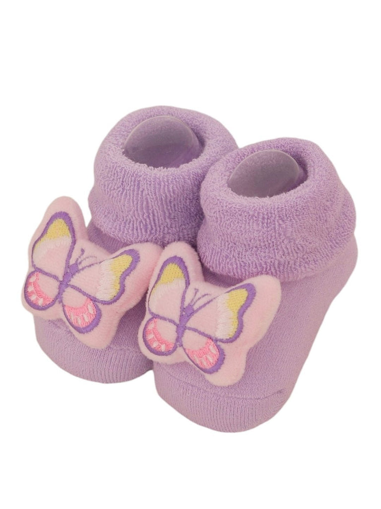 YellowBeeCottonSweetLove_Bunny_andButterflyRattleSocksComboforGirls-PurpleFrontView