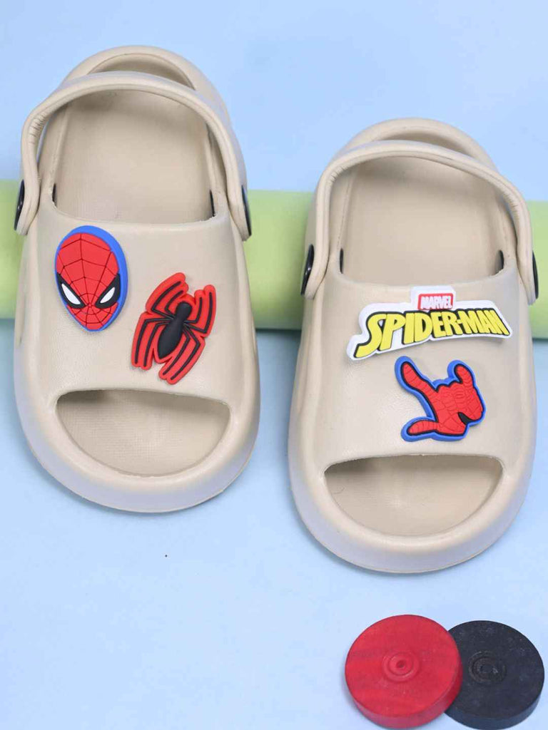 Adorable Marvel Spider Man Cartoon Character Charm Sandals for Boys- Beige-Creative View