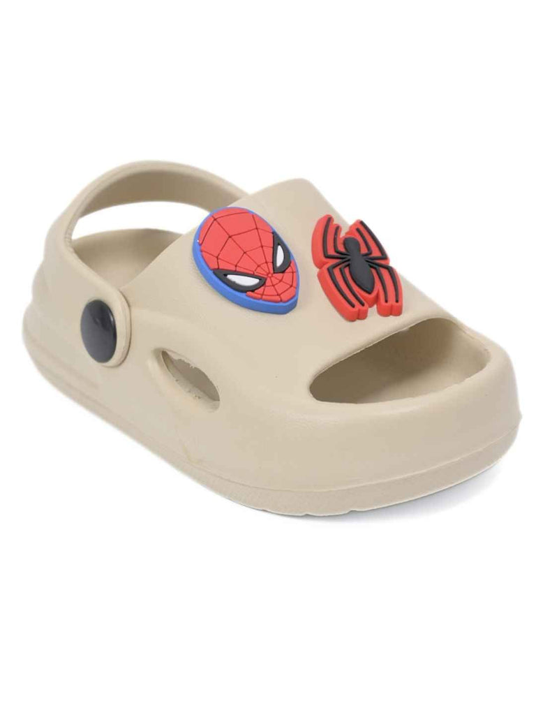 Adorable Marvel Spider Man Cartoon Character Charm Sandals for Boys- Beige-Angle View