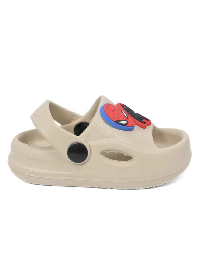 Adorable Marvel Spider Man Cartoon Character Charm Sandals for Boys- Beige-Side View