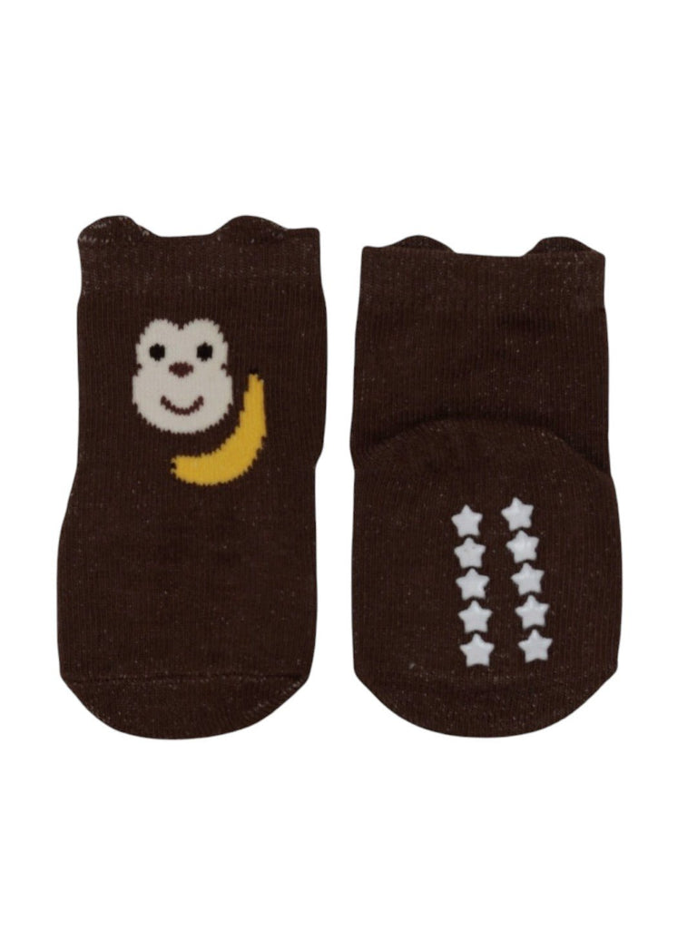 Cozy Monkey Socks Combo for Boys- Front & Back View