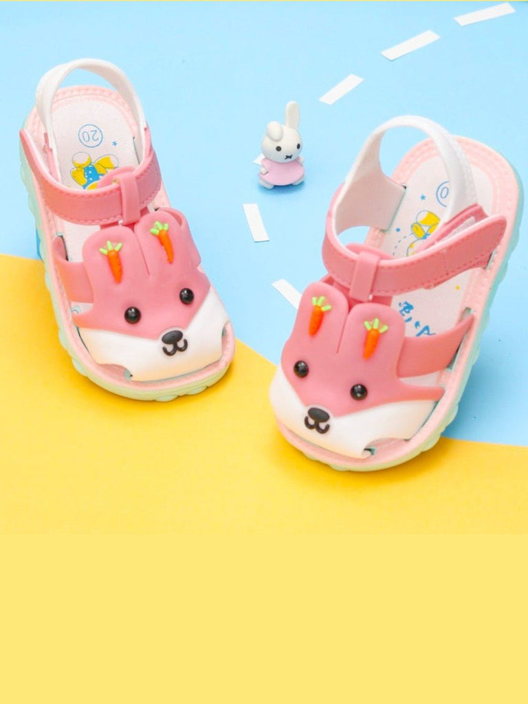 Adorable Pink Bunny Applique Sandals for Kids