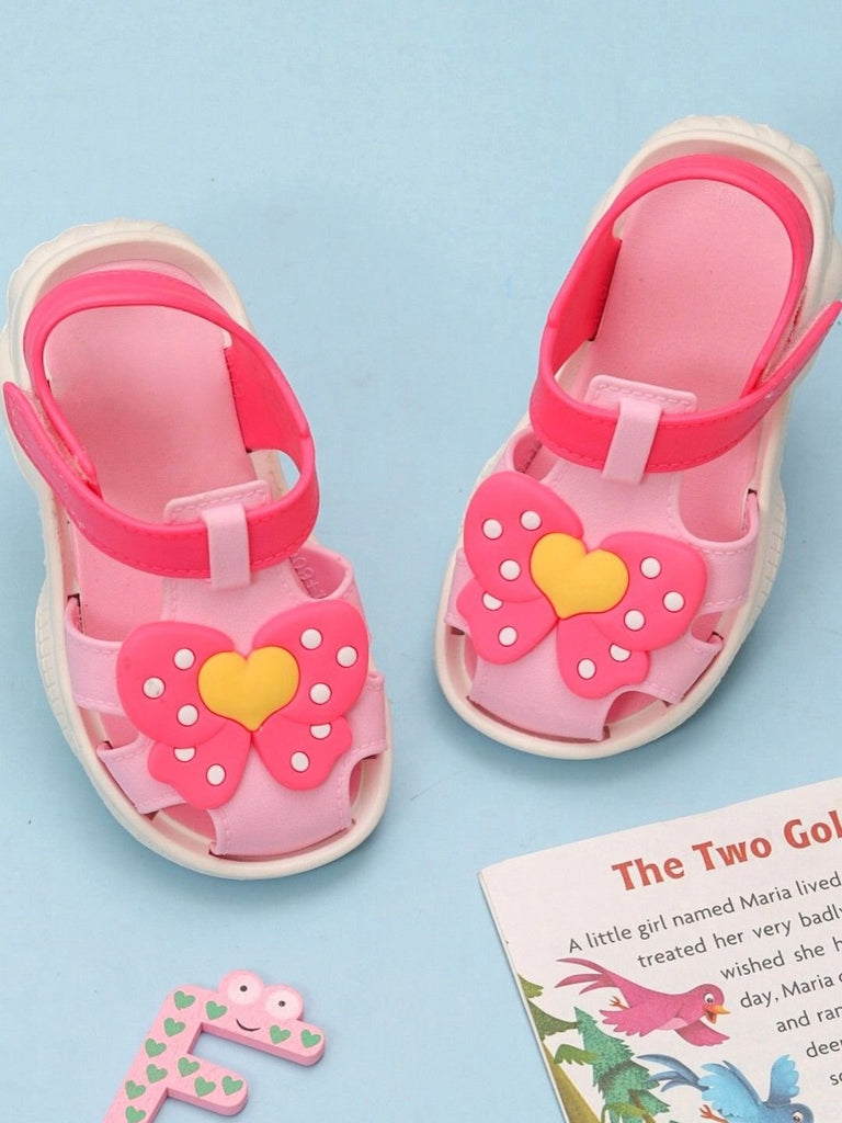 Yellow Bee Pink Butterfly Bow Sandals For Girls - Creative View