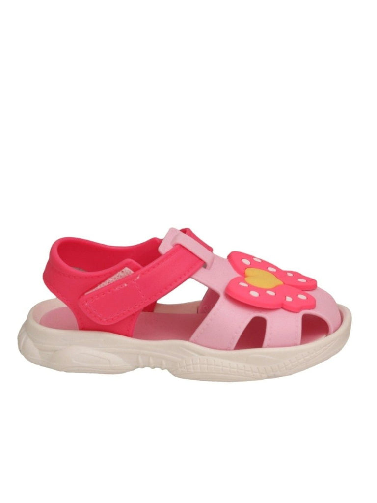 Yellow Bee Pink Butterfly Bow Sandals For Girls - Side View