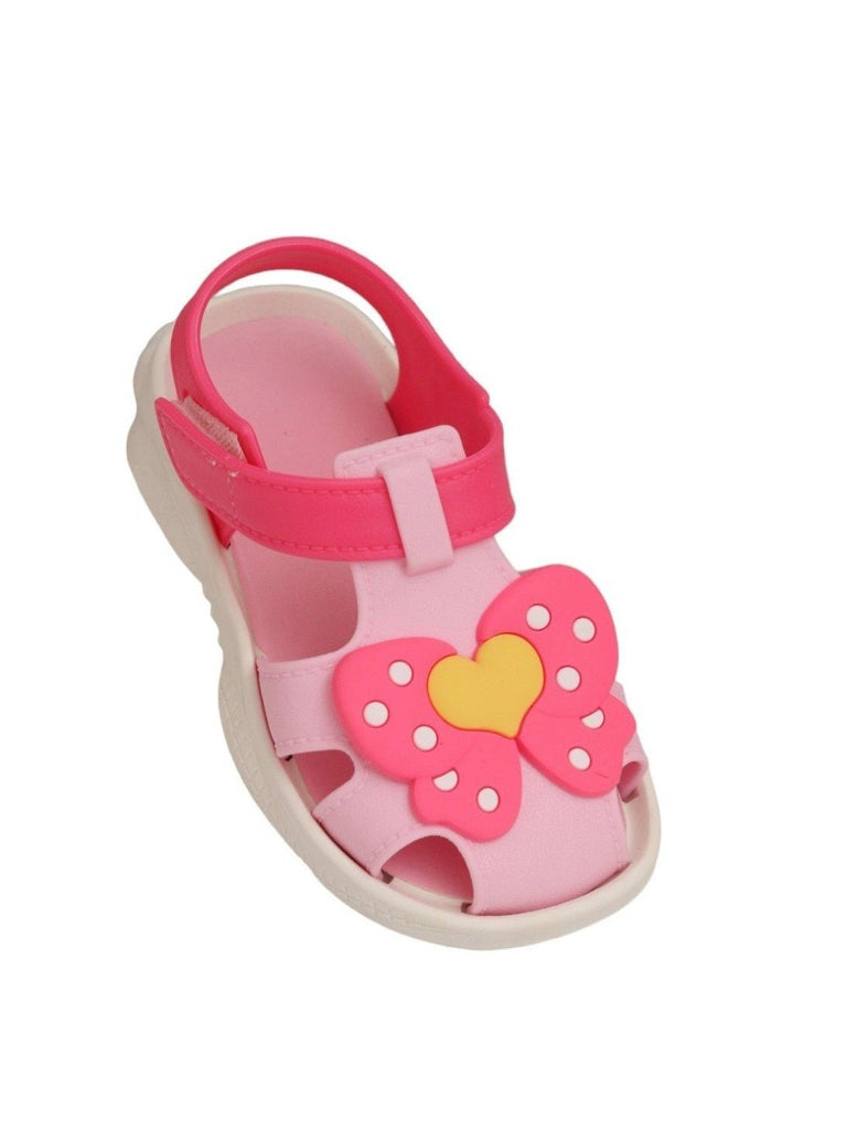 Yellow Bee Pink Butterfly Bow Sandals For Girls - Side Angle View