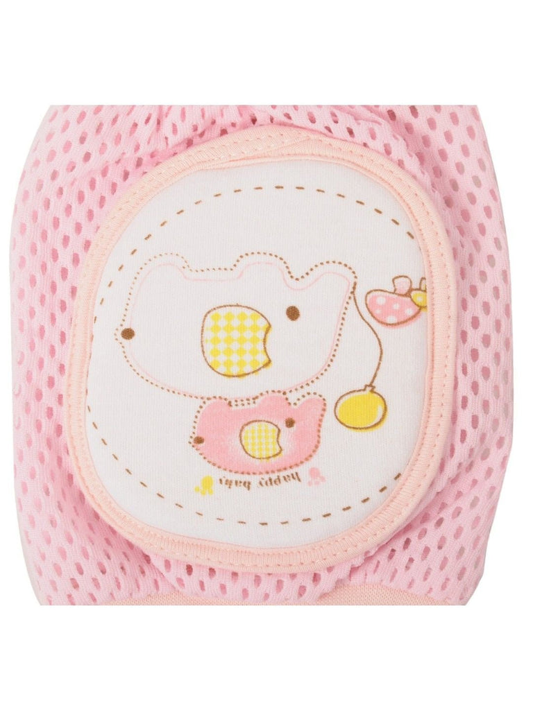 Close-Up View of Yellow Bee Adorable Pink Elephant Protective Knee Pads for Toddlers with Cute Elephant Design