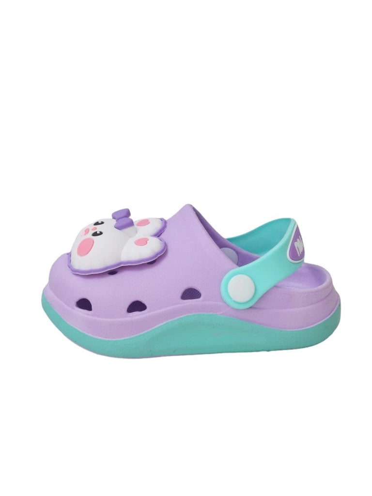 Side view of Adorable Purple Cute Bunny Design Girls' Clogs