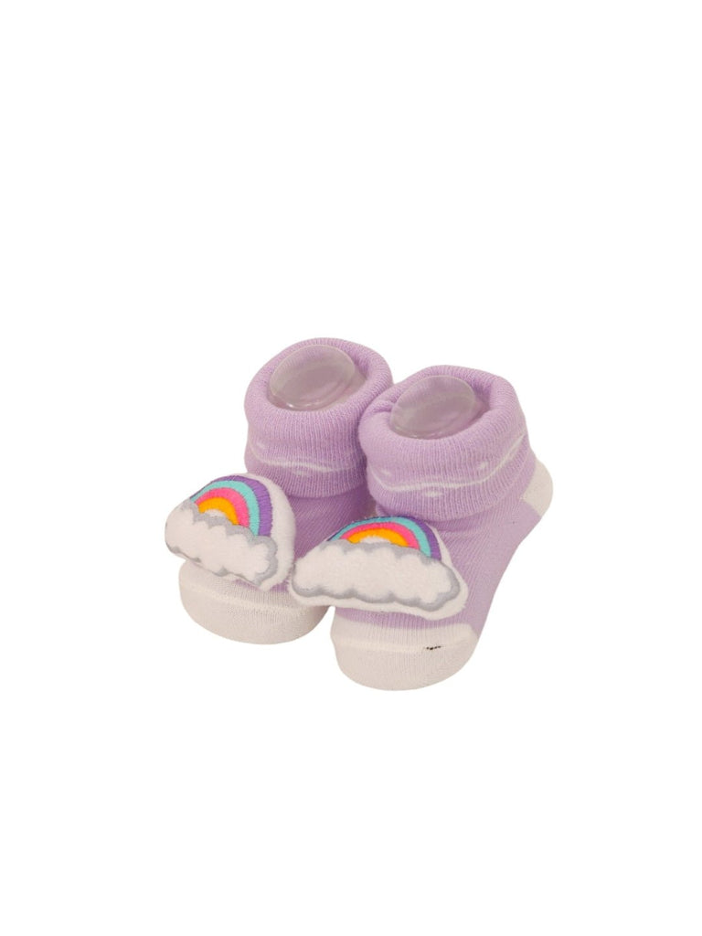 Adorable Rainbow & Cloud Soft Baby Socks - Dreamy Purple-Front View