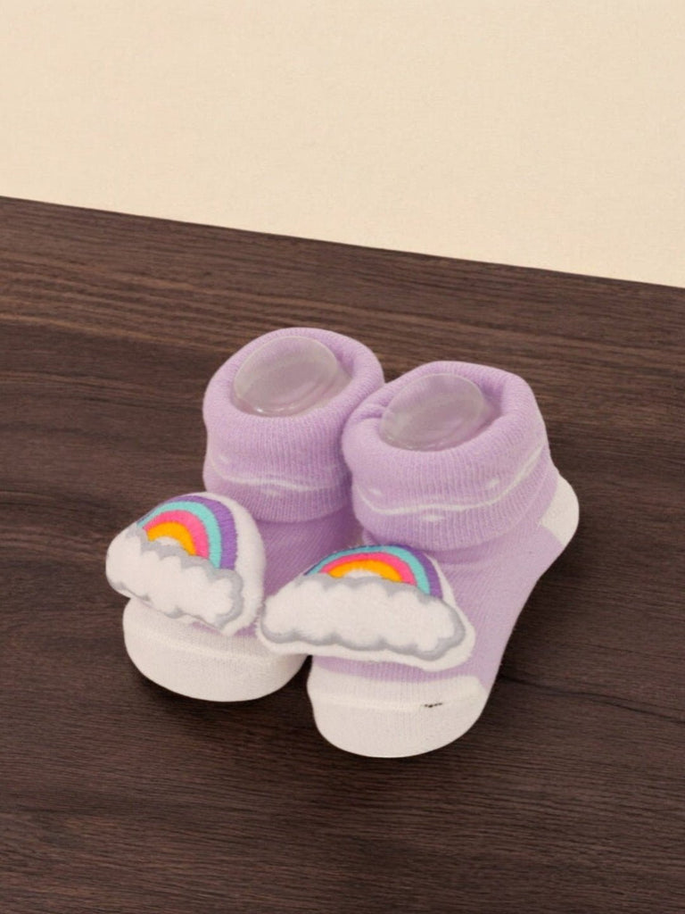 Adorable Rainbow & Cloud Soft Baby Socks - Dreamy Purple