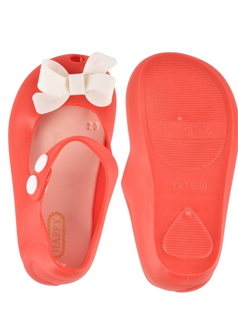 Adorable Red Bow Accent Mary Jane Sandals for Girls - front and back View