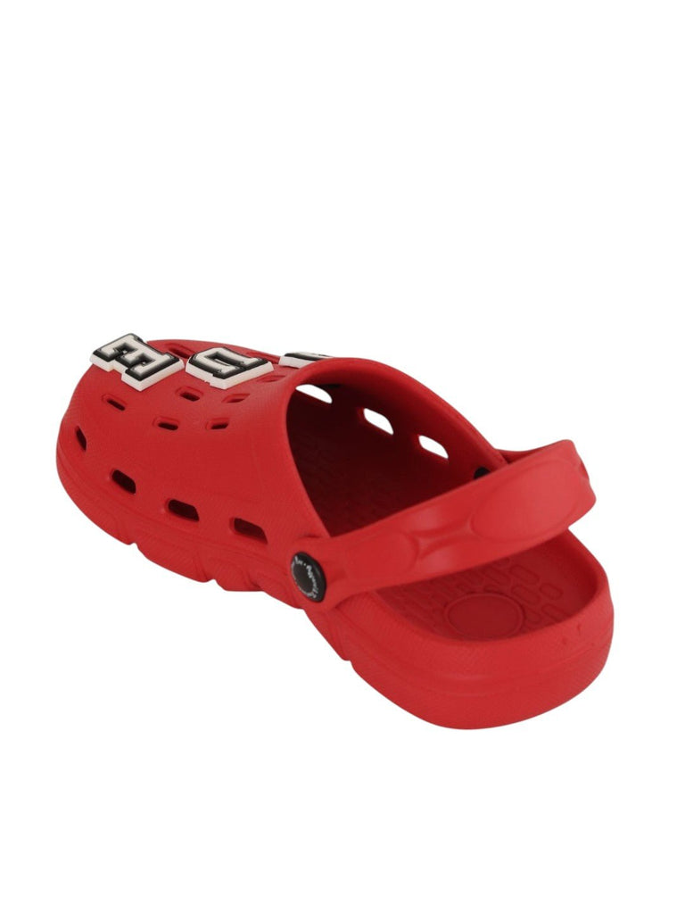 Adorable Red Clogs with “QUEEN” Letter & Crown Charms for Girls-Back View