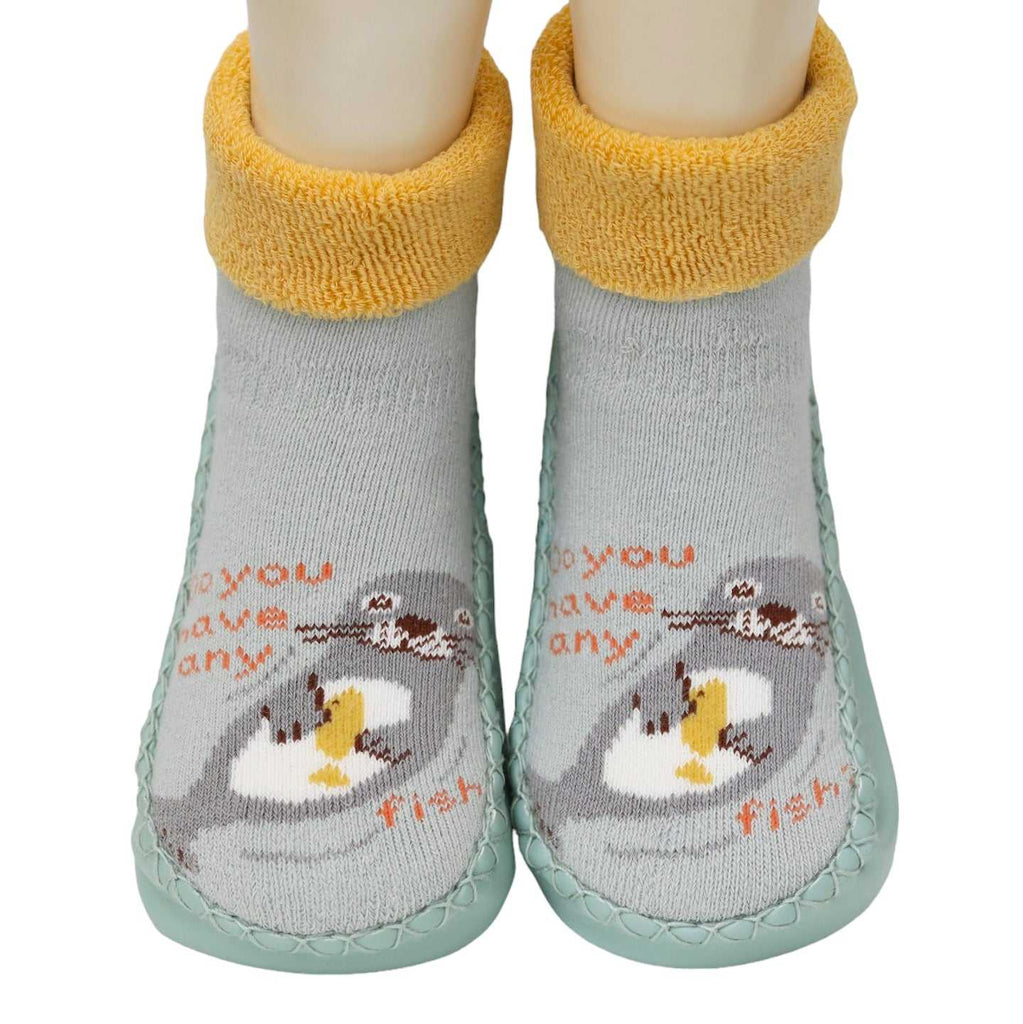 Close-up of Cute Seal Printed Sock For Kids.