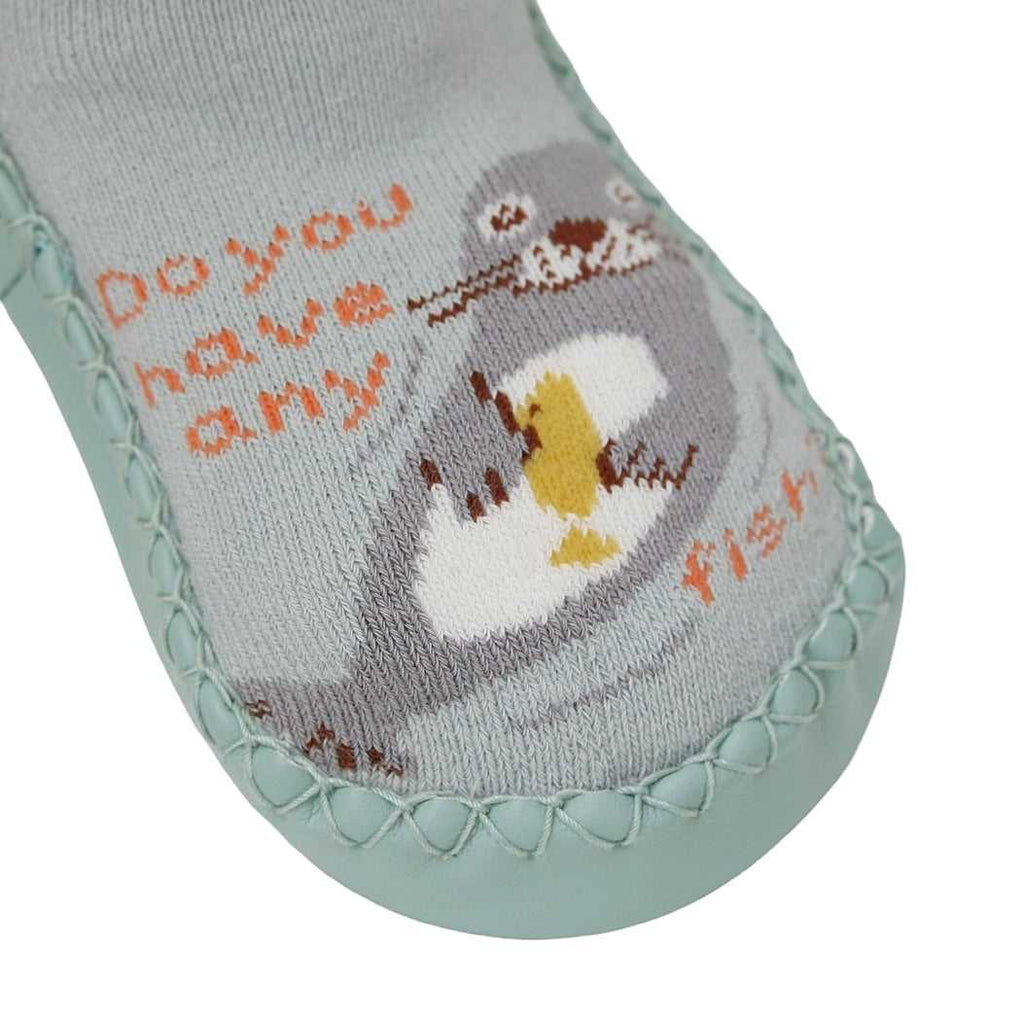 Close Up View of Yellow Bee Seal Printed Socks For Cute Children.
