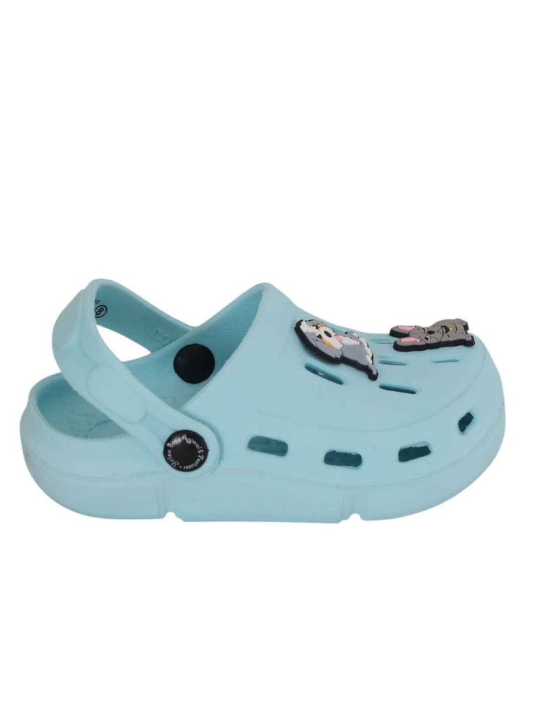 Adorable Sky Blue Clogs with Puppy Charms for Boys-Side View