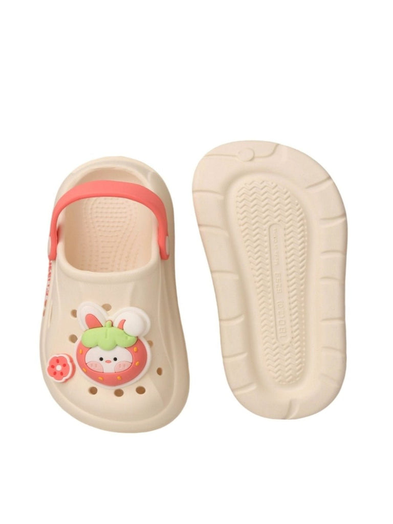 Yellow Bee Adorable Strawberry Bunny Clogs for Girls - Front and Back View