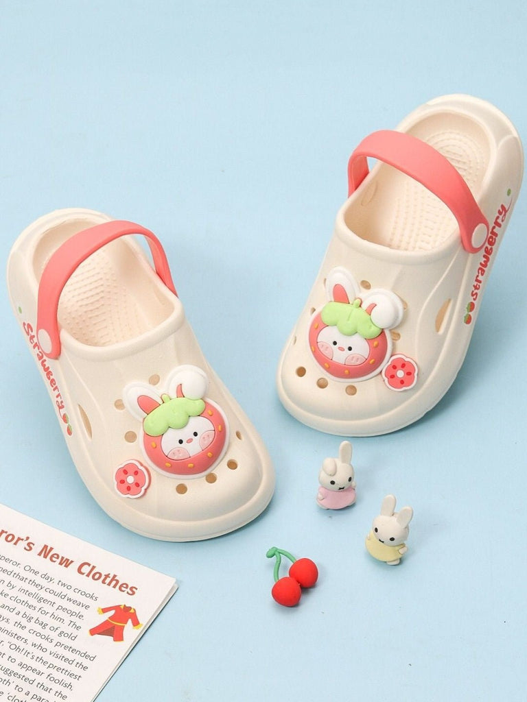 Yellow Bee Adorable Strawberry Bunny Clogs for Girls - Creative View