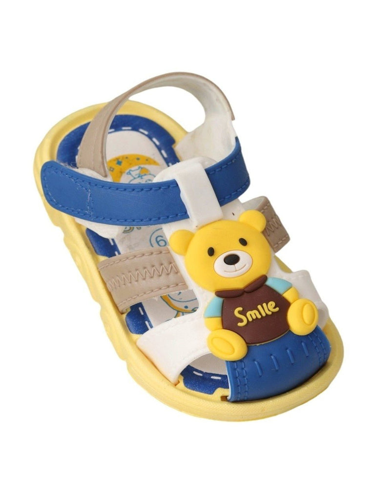 Side angle view of Yellow Bee Adorable Teddy Bear Smile Sandals For Boys