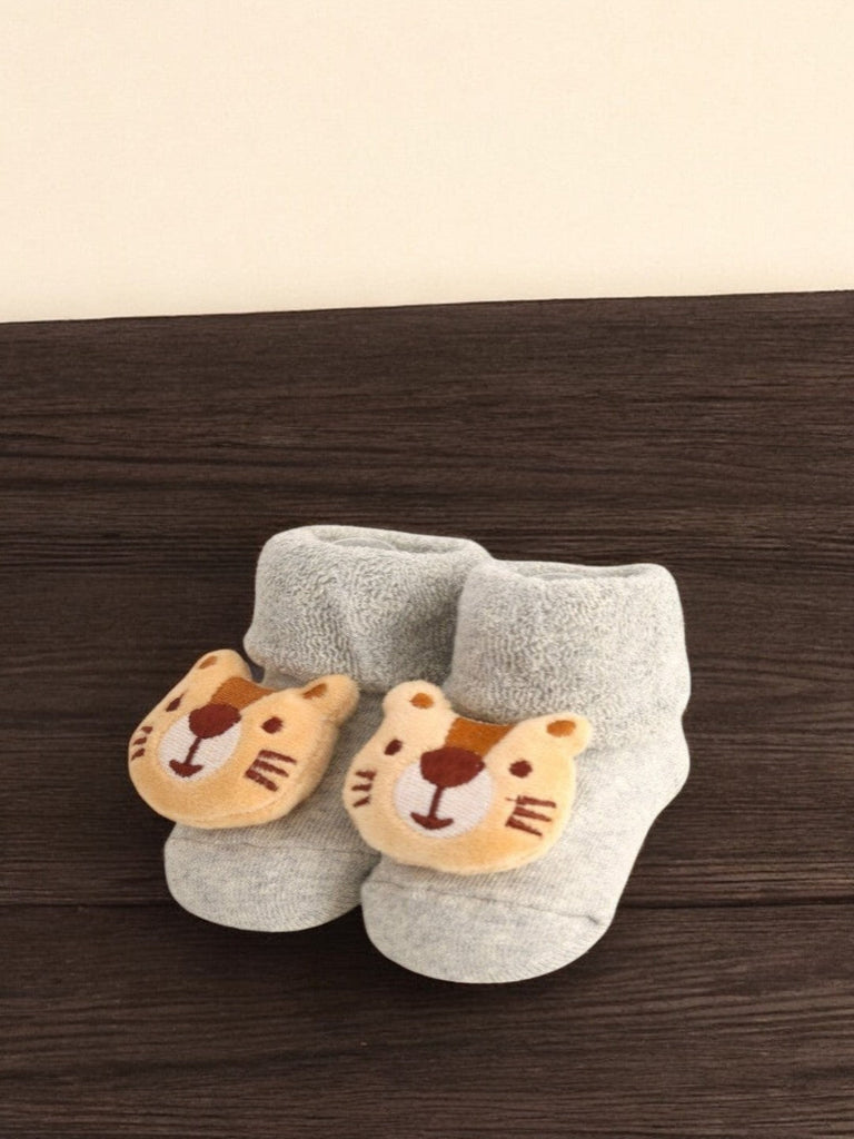 Adorable Tiger Face Baby Socks - Cozy Grey