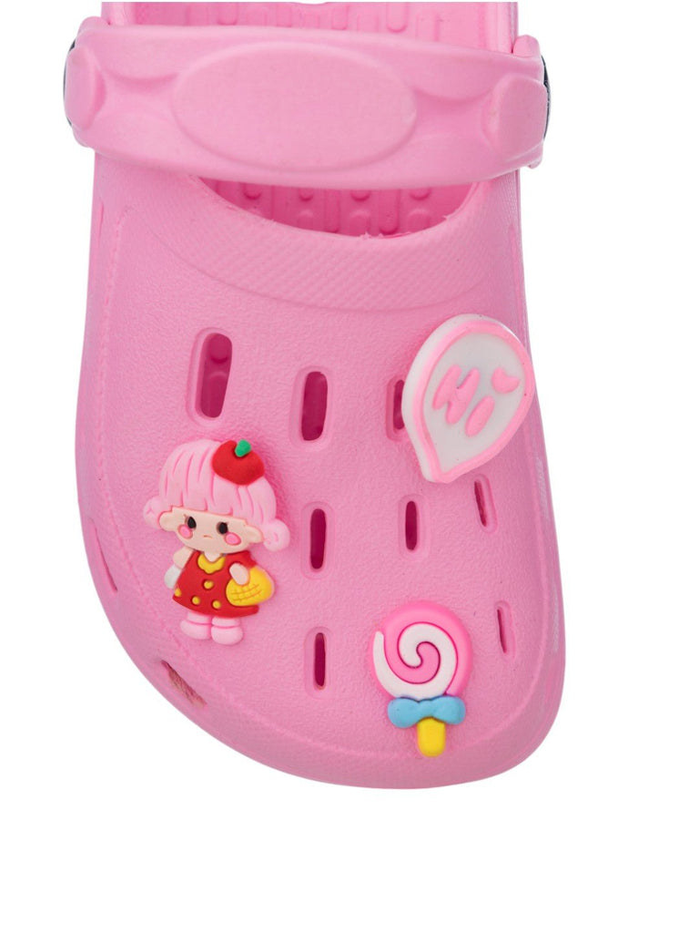 AdorablySweetClogswithDoll_LollipopCharmswithHiAccentsforGirls-Pink-FrontView