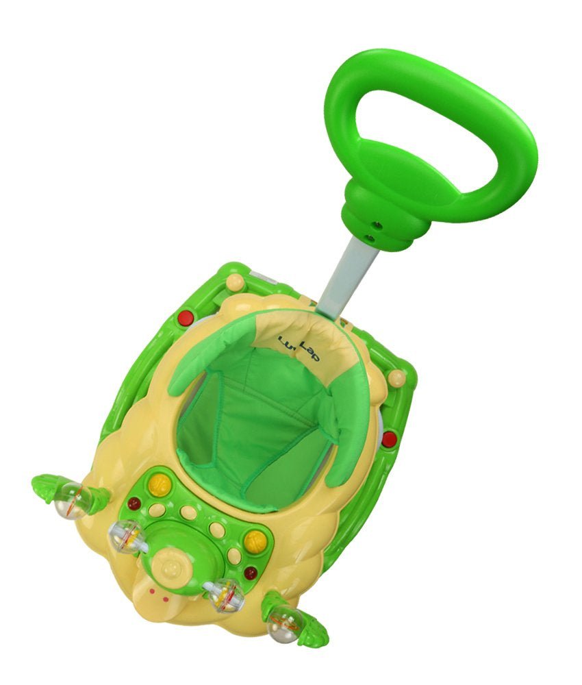 Sunshine Baby Walker in Green | Overhead View Highlighting the Toy Tray and Push Handle