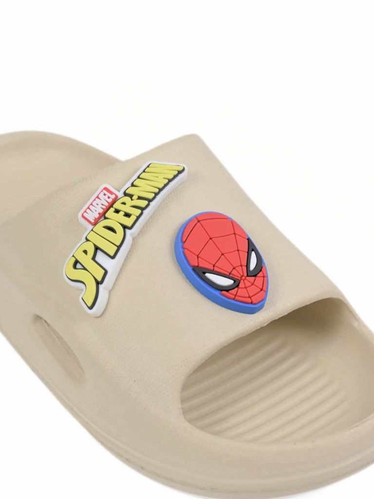 Adventurous Marvel Spider Man Cartoon Slides for Boys Beige - Close Up View