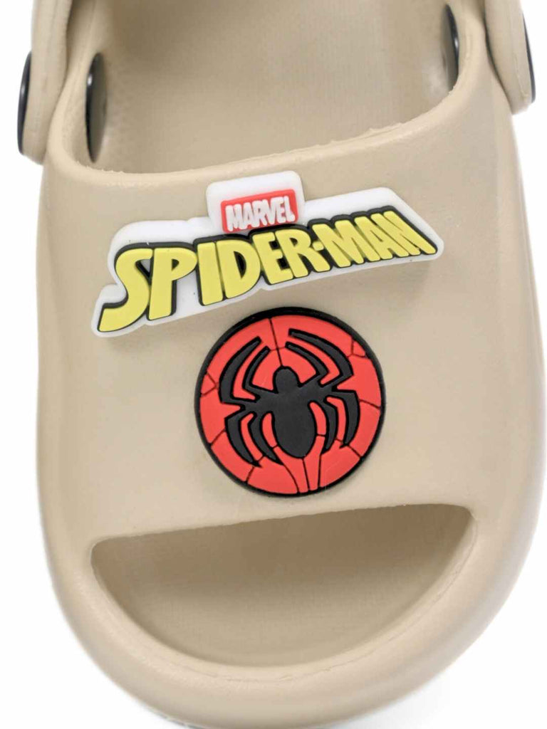 Adventurous Spider-Man Cartoon Character Sandals for Boys – Beige-Front View