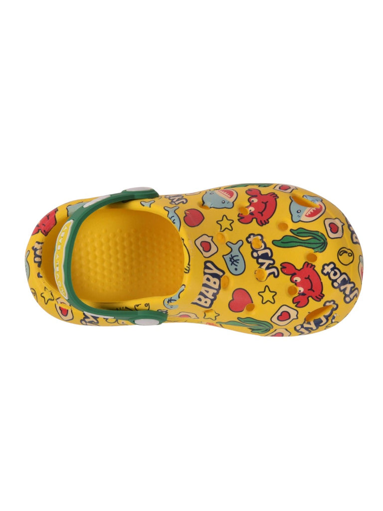 Kids' Bright Yellow Clogs with Colorful Playful Characters and Easy-Clean Material-zoom