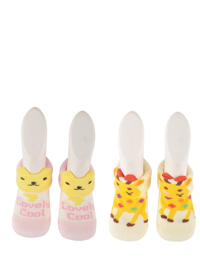 Baby Animal-Themed Knit Socks Set - Cute Bear and Giraffe Designs- Top View