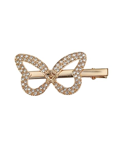 Yellow Bee's hair clip set, featuring a golden rhinestone -embellished clips,  butterfly design.