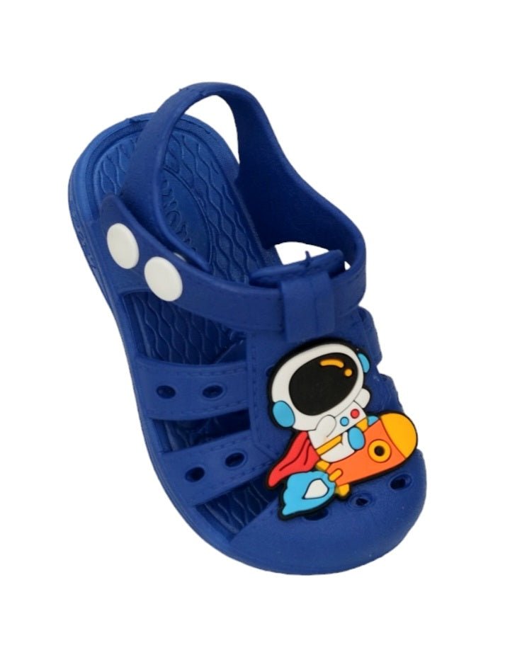 Blue Astronaut Rocket Sandals angle view for Boys by Yellow Bee