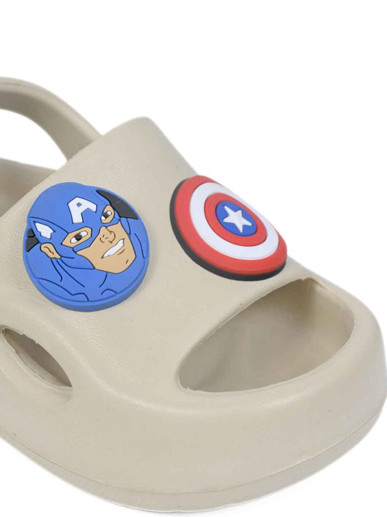 Awesome & Playful Captain America Shield Charms Sandals for Boys- Beige-Close up view