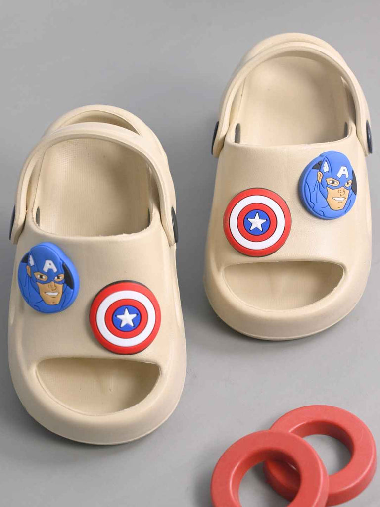 Awesome & Playful Captain America Shield Charms Sandals for Boys- Beige-Creative View