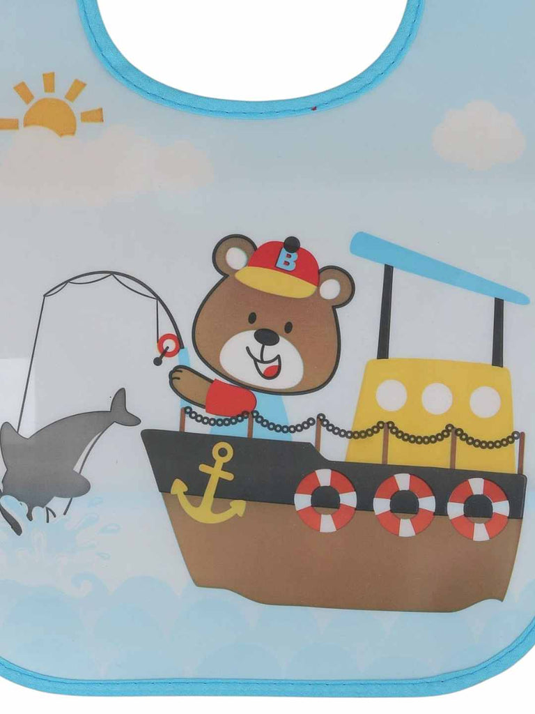 YellowBeeSoftBib_FisherBearonBoatwithSharkDesign-CloseUpView (Combo)