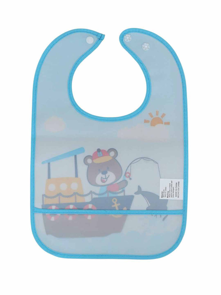 YellowBeeSoftBib_FisherBearonBoatwithSharkDesign-BackView ( Combo)