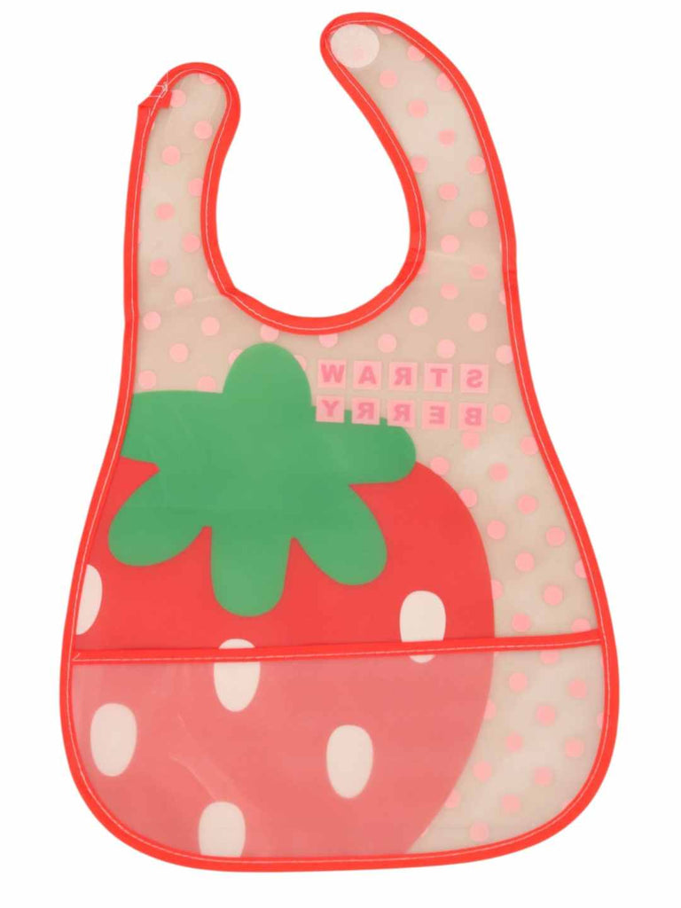 StrawberryPopBabyBib_FunFruitDesignBibwithPinkPolkaDots_RedTrim-BackView1