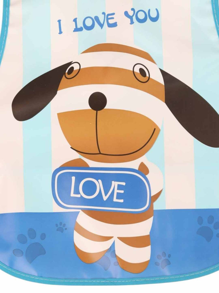 YellowBeeBib_PuppyLoveThemewithBlueStripesforBoys_Girls-CloseUpView ( Combo)