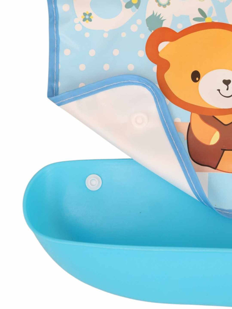 BearBuddyBabyBib_CartoonTeddyDesignonBlueWaterproofBibwithFoodCatcher-ShwoingTrayView1