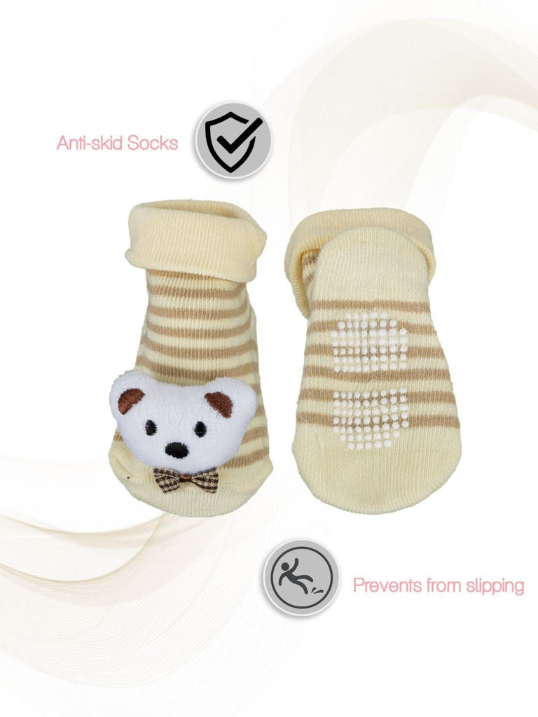 Baby Boys' Socks Set with Bear Design - Front and Back Infographic View