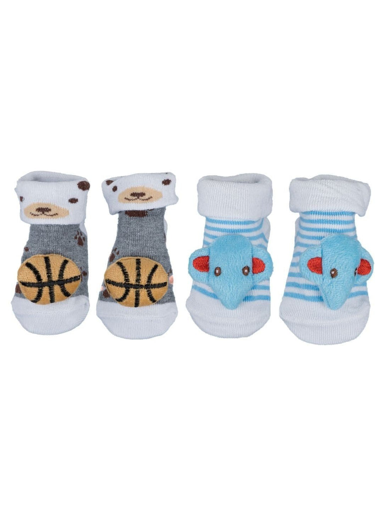 Baby Boys' Socks Set with Fun Basketball Bear and Blue Mouse Designs- Product View