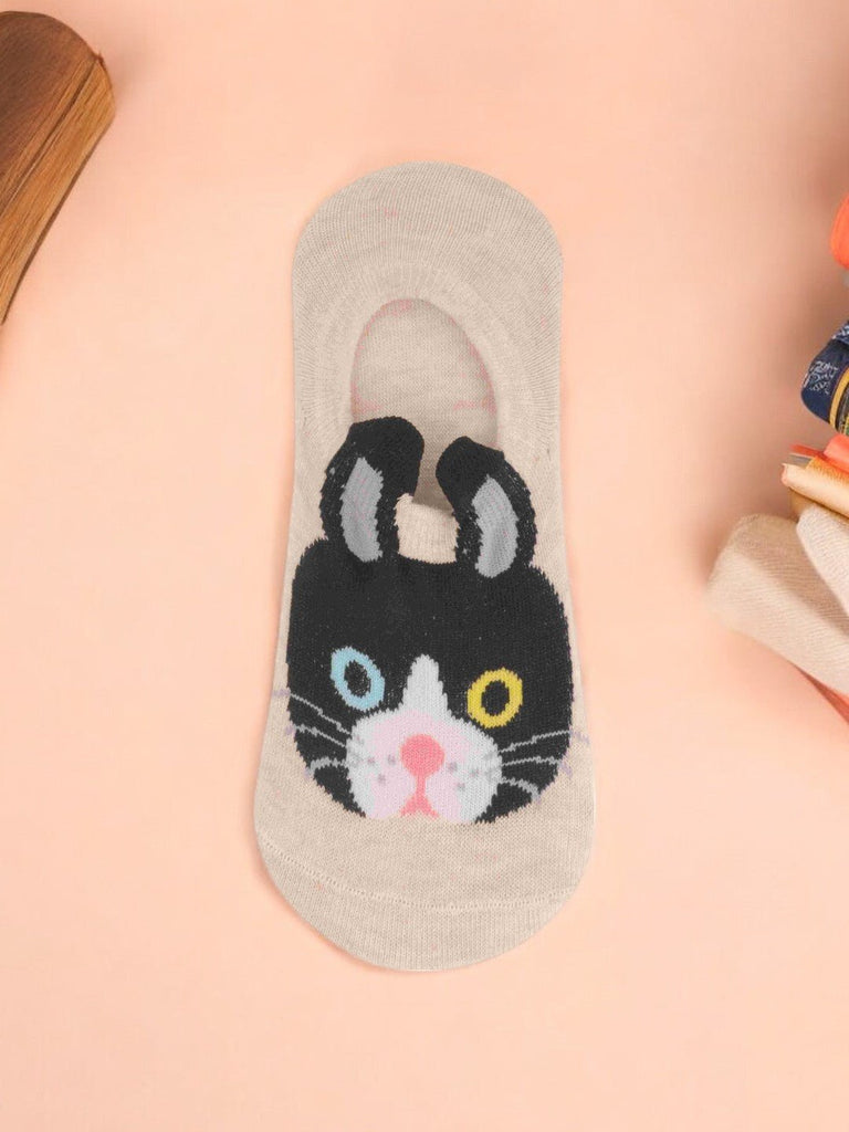 Baby Cat Face Socks with Multicolored Eyes – Soft and Fun Design - Creative View