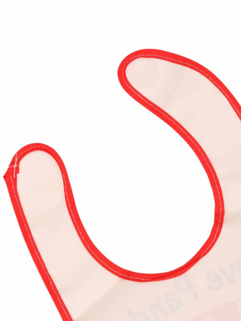 YellowBeeWaterproofBib_SmilingPandainRedPolkaStyle-ShowingBottomView ( Combo)