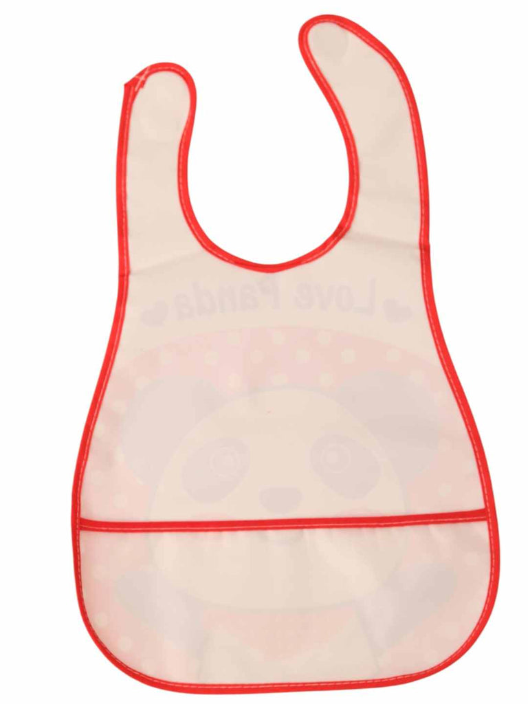 YellowBeeWaterproofBib_SmilingPandainRedPolkaStyle-BackView (Combo)