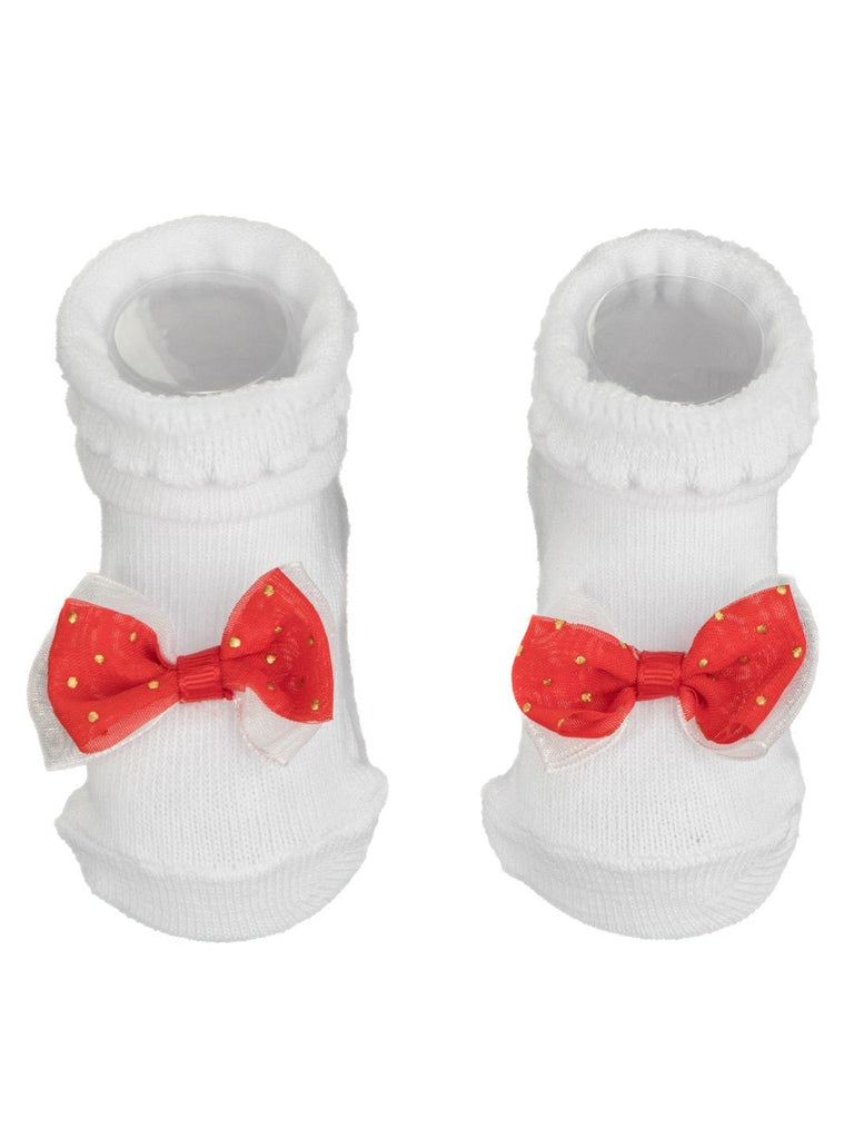 BabyGirls_WhiteSocksSetwithRedBowAccentsUpperViewView