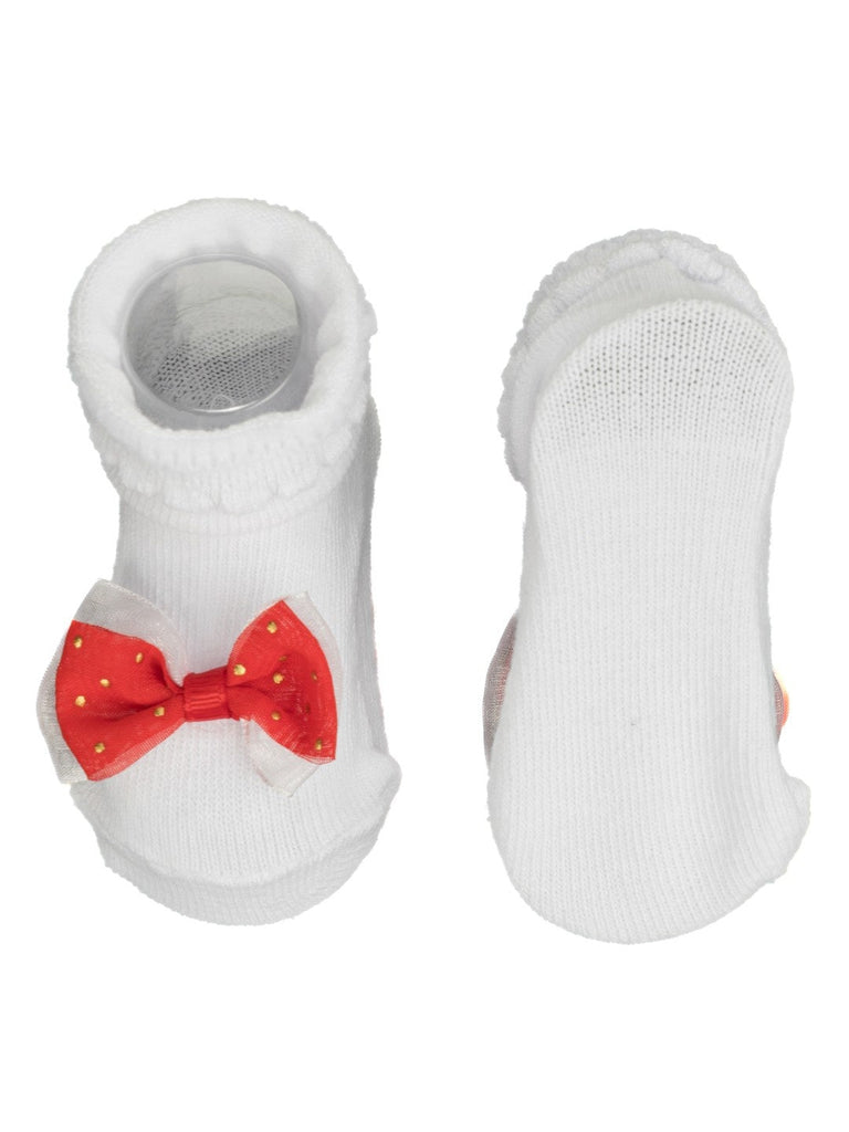 BabyGirls_WhiteSocksSetwithRedBowAccentsFrontAndBackView