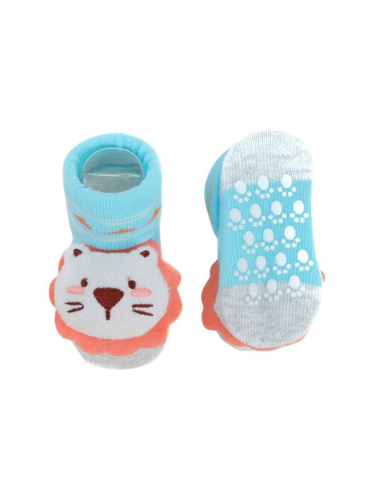 Baby Lion Plush Socks – Soft and Fun Animal Design – front and back view