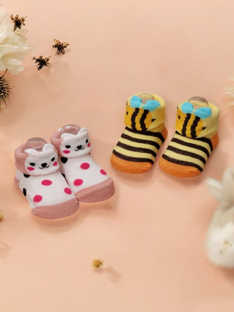 Baby Socks Set with Cute Dog and Bee Designs- Creative View