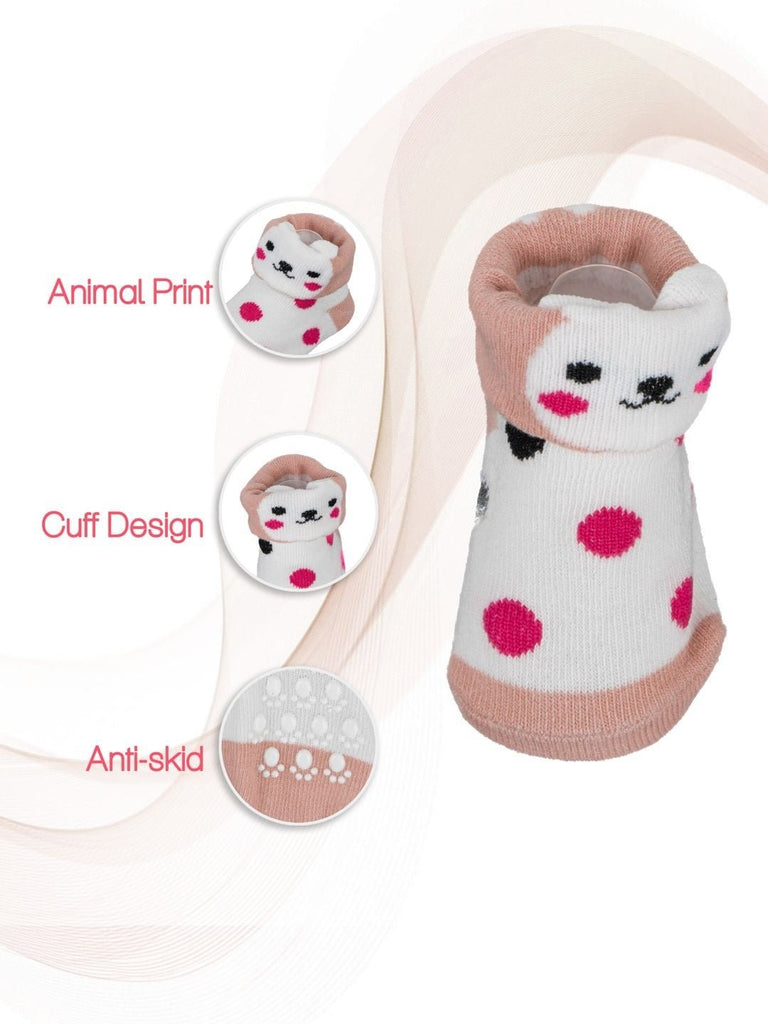 Baby Socks with Cute Dog Print and Anti-Skid Soles Descriptive