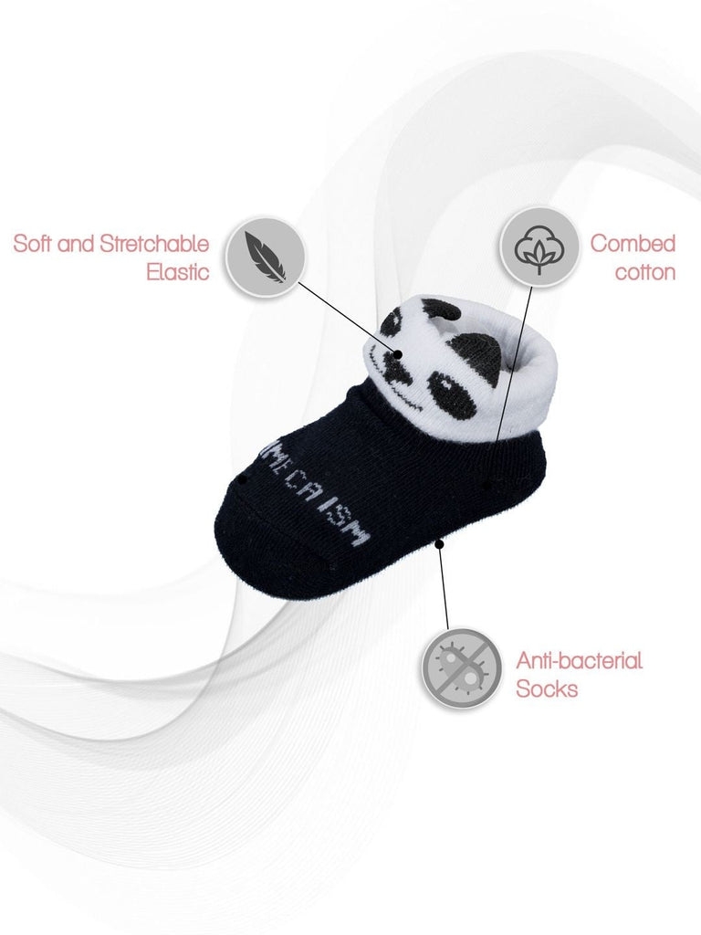 Baby Socks Set with Panda and Bear Designs in Black and Grey Side View