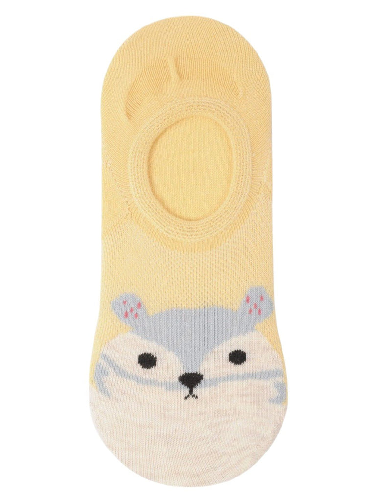 Front view of Baby Squirrel Face No-Show Socks showcasing cute squirrel details.