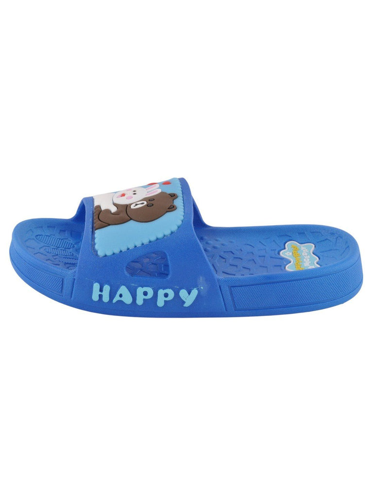 Bear and Bunny Hug Slides for Boys - Blue, side view with a playful setting highlighting the vibrant color and fun design.